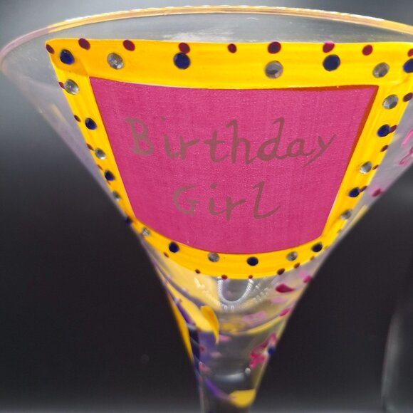 Hand-Painted Lolita Birthday Girl Hand-Painted Martini Glass Colorful Design - Picture 6 of 8